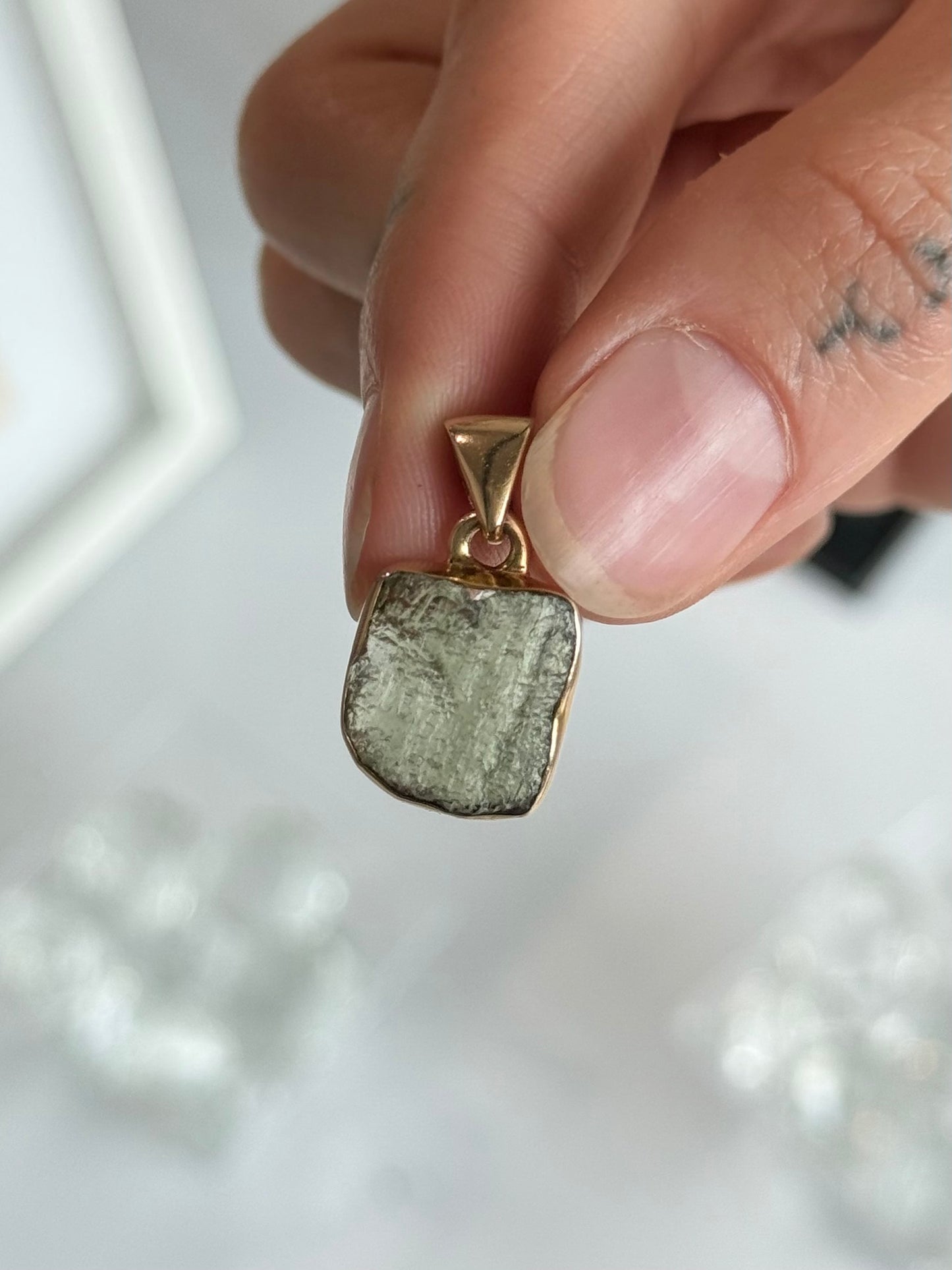 Moldavite ( silver 925 platted 18k gold )