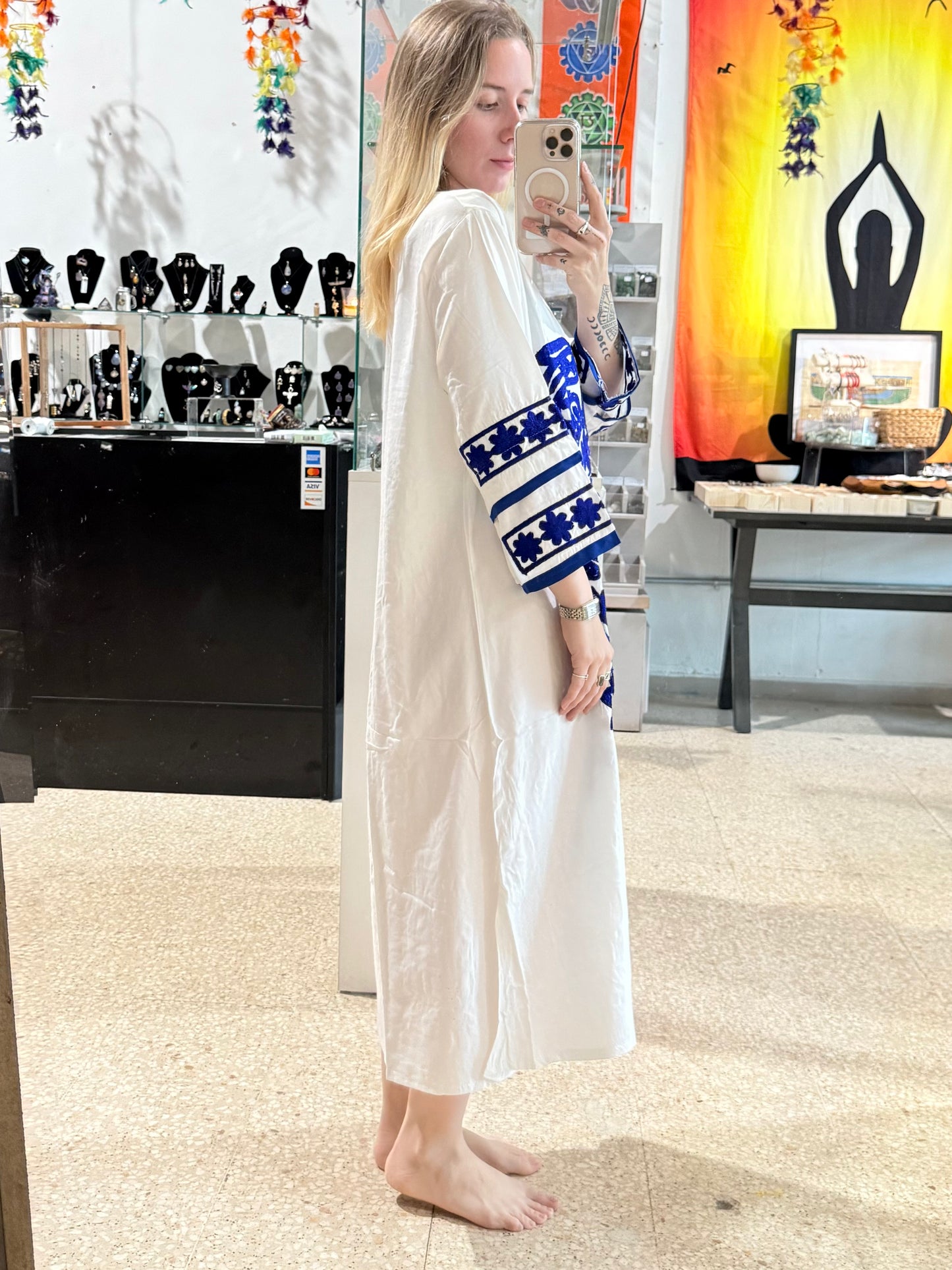 100% Cotton Dress ( White )