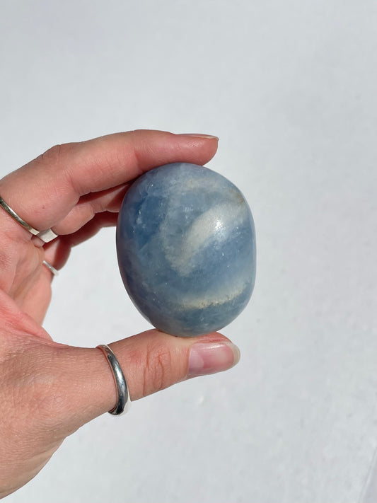 Blue Calcite Palm Stone