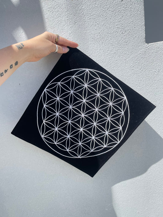 Embroidered Flower of Life Mat