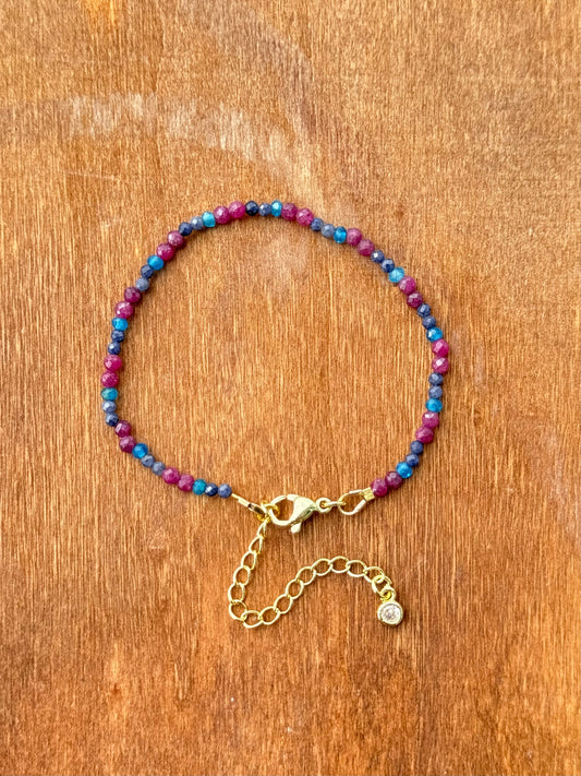 Blue Apatite | Iolite | Ruby Faceted Bracelet