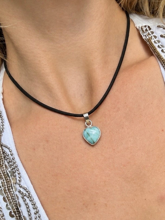 Larimar Heart Pendant / Pendant Corazón de Larimar