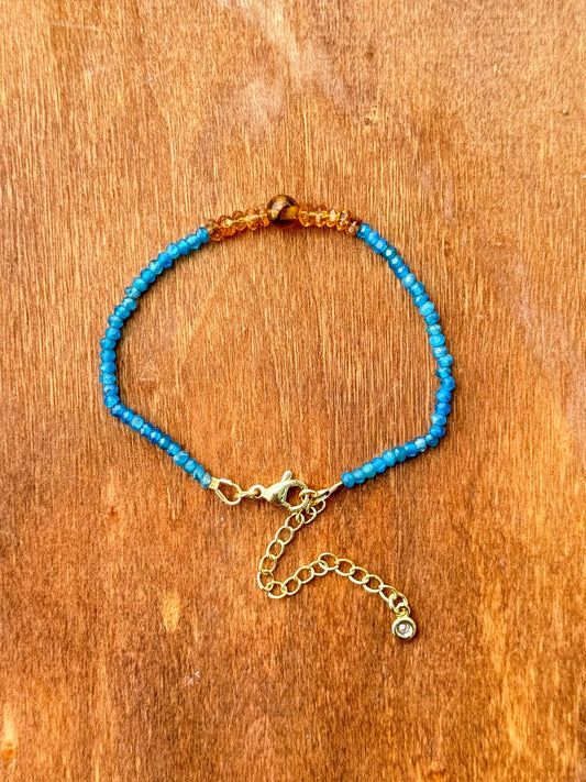 Blue Apatite | Topaz | Amber Faceted Bracelet