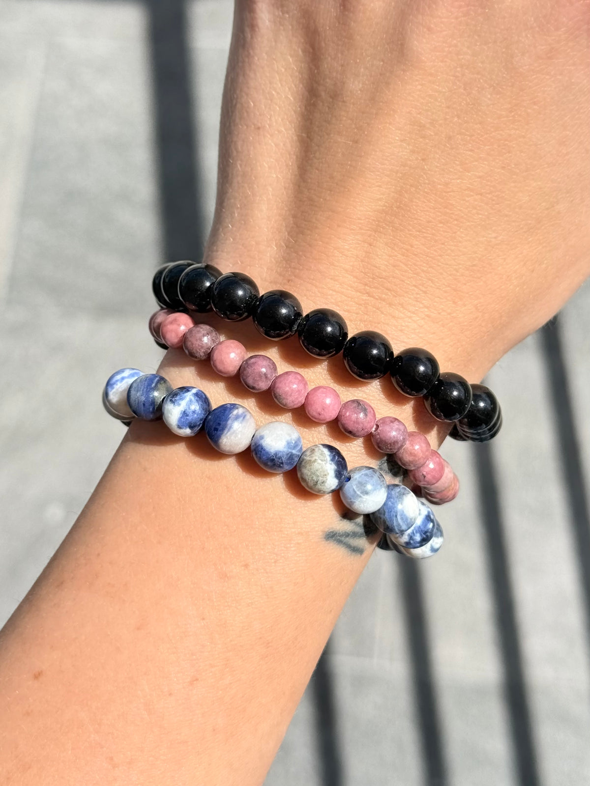Mental & Emotional Protection Crystal Set – Obsidian, Rhodonite & Sodalite