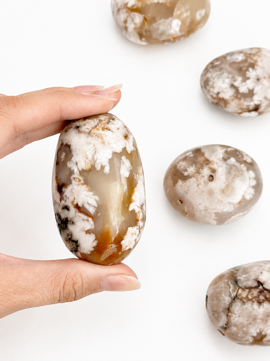 Flower Agate Palm Stone | Palm Stone de Ágata Flor