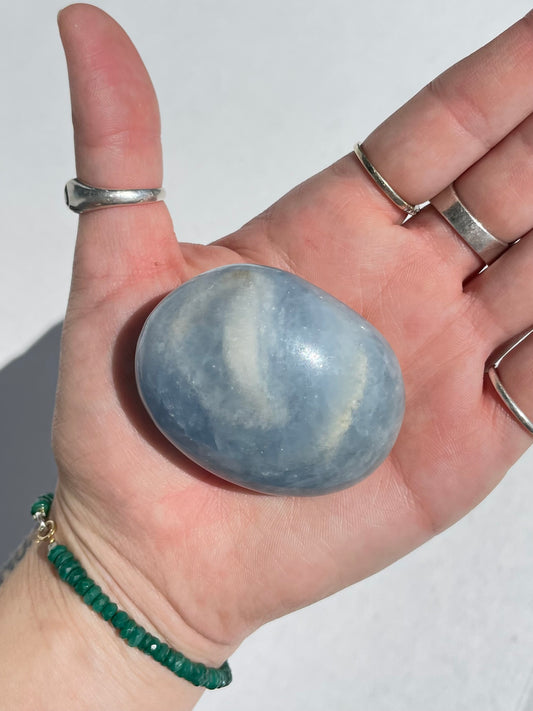 Blue Calcite Palm Stone