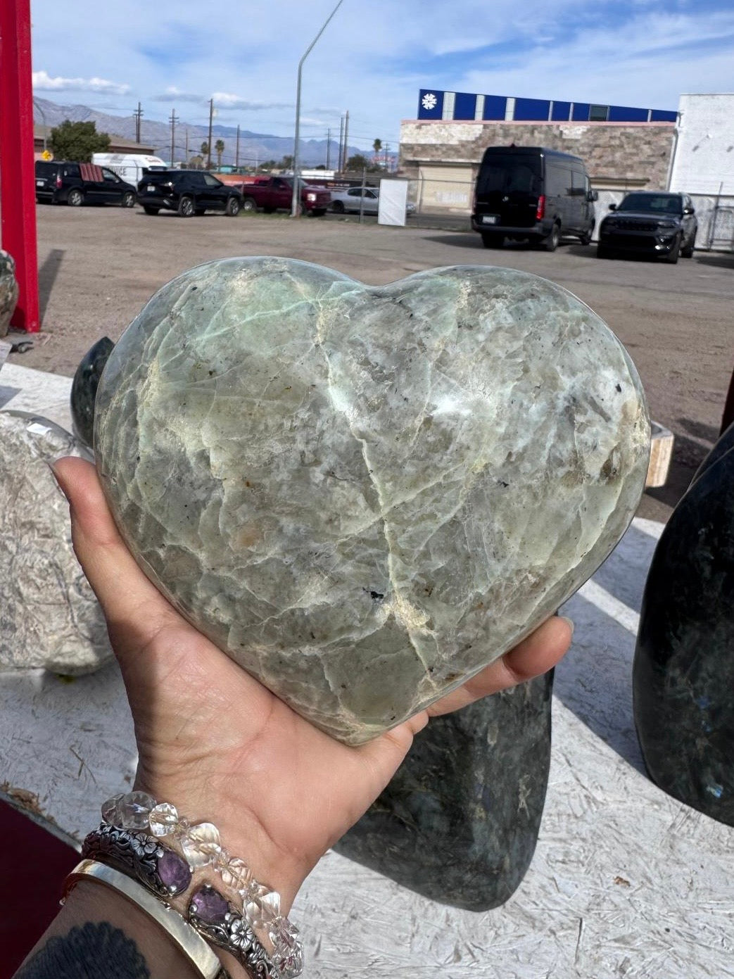 Green Moonstone Heart