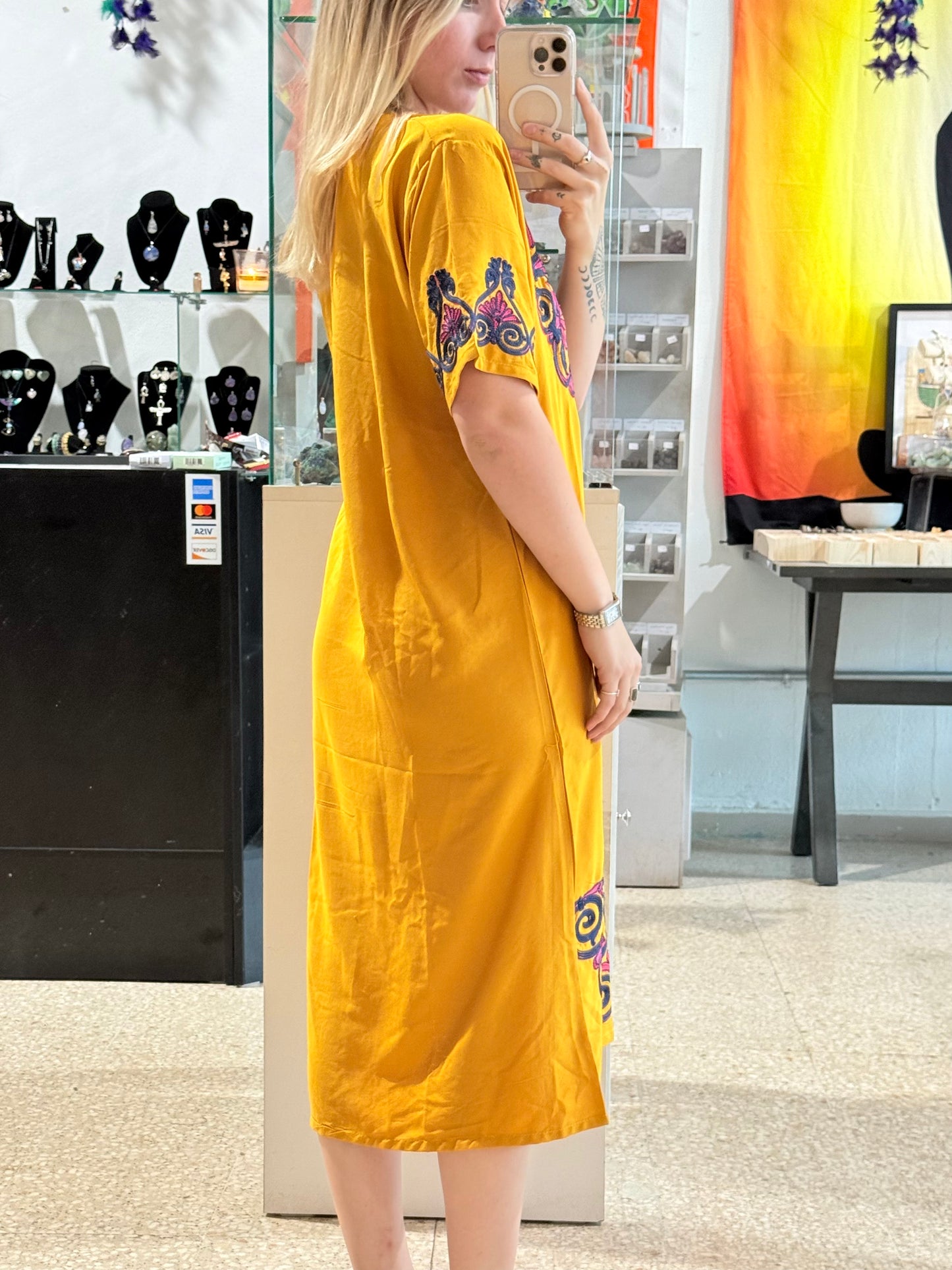 100% Cotton Dress ( Yellow )