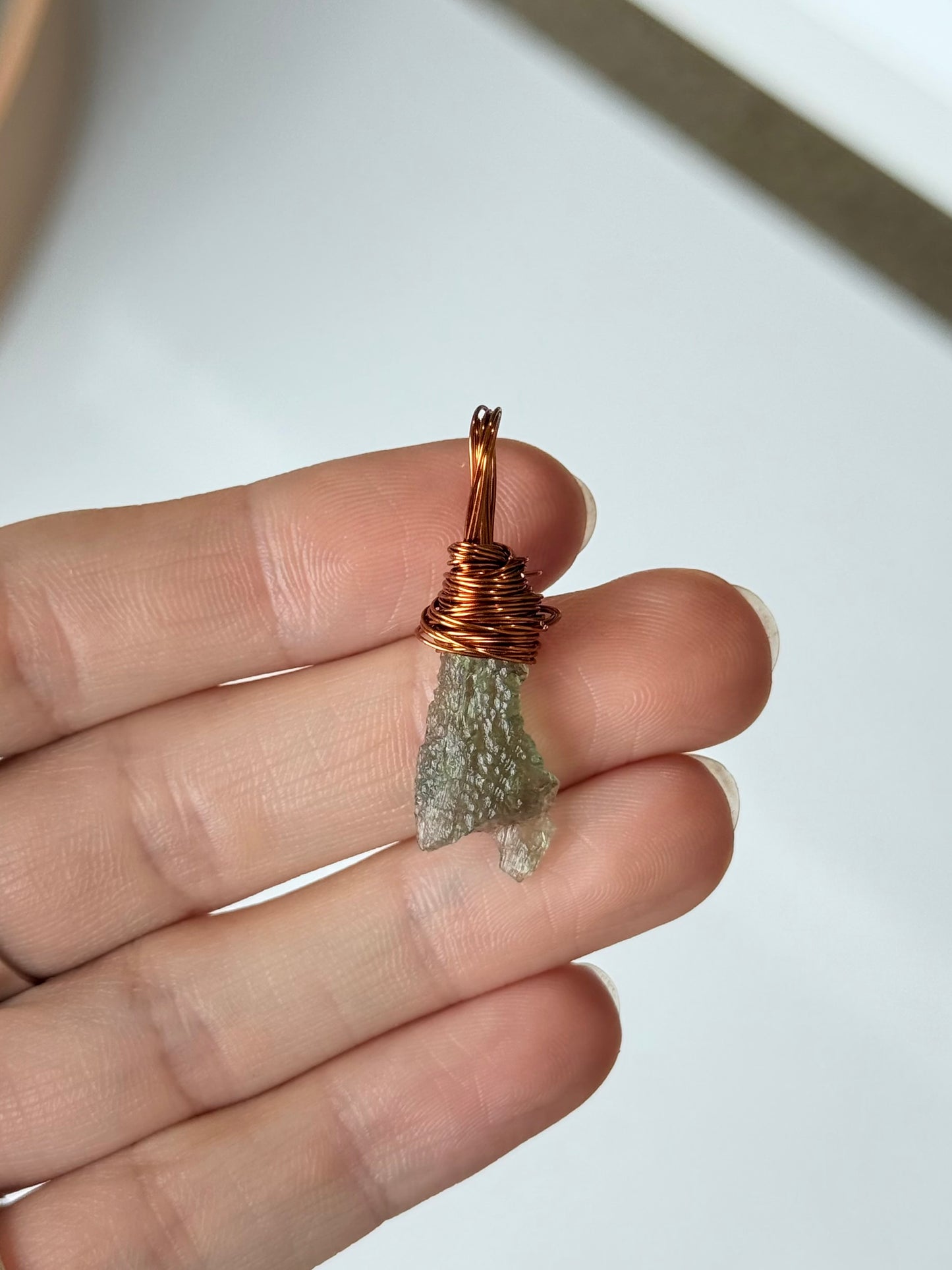 Moldavite Pendant ( Copper Wire )