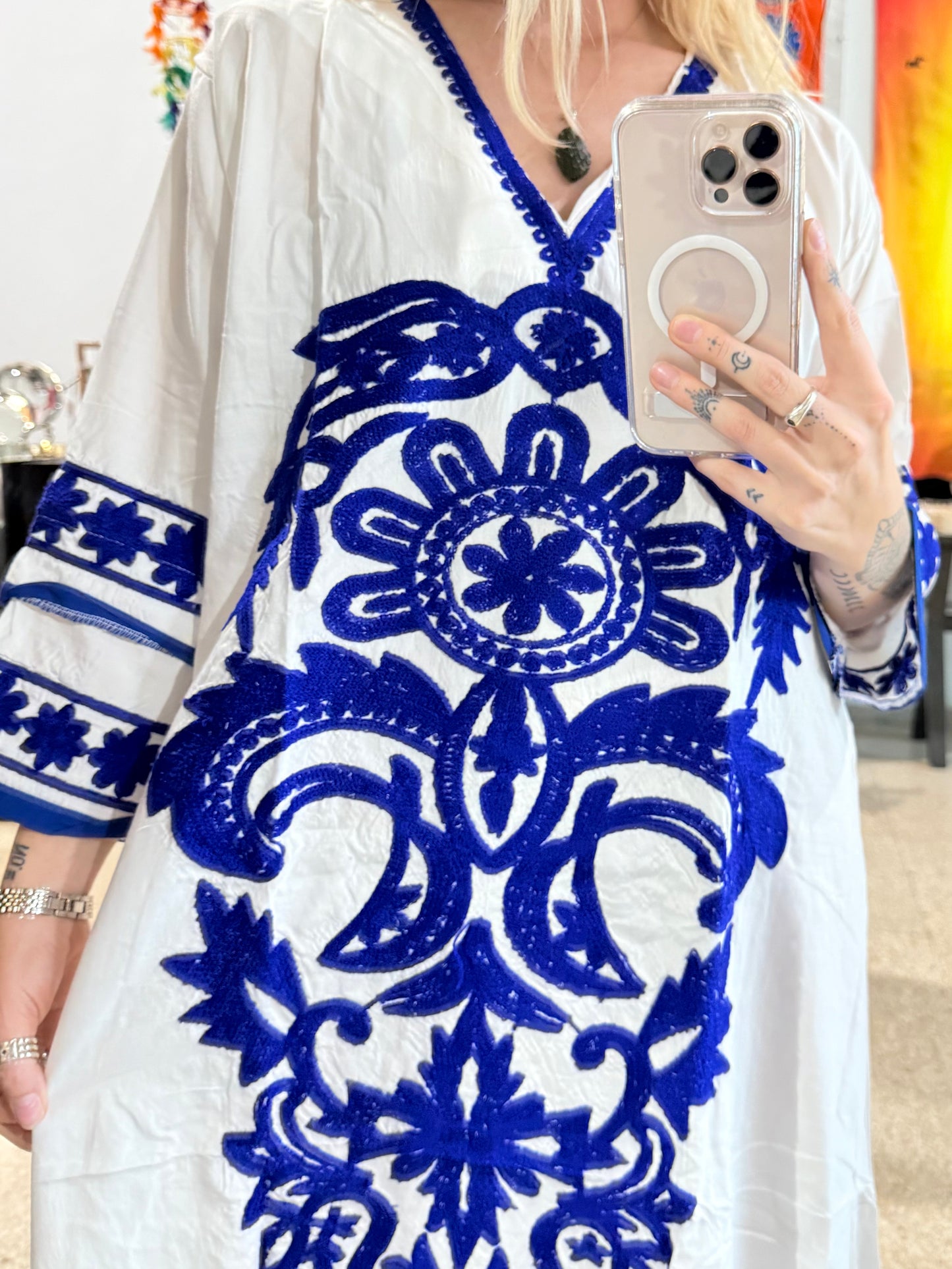 100% Cotton Dress ( White )