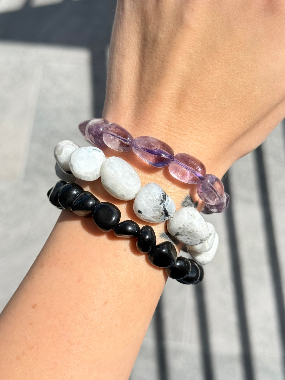 Intuitive Protection & Transformation Crystal Set – Amethyst, Obsidian & Rainbow Moonstone