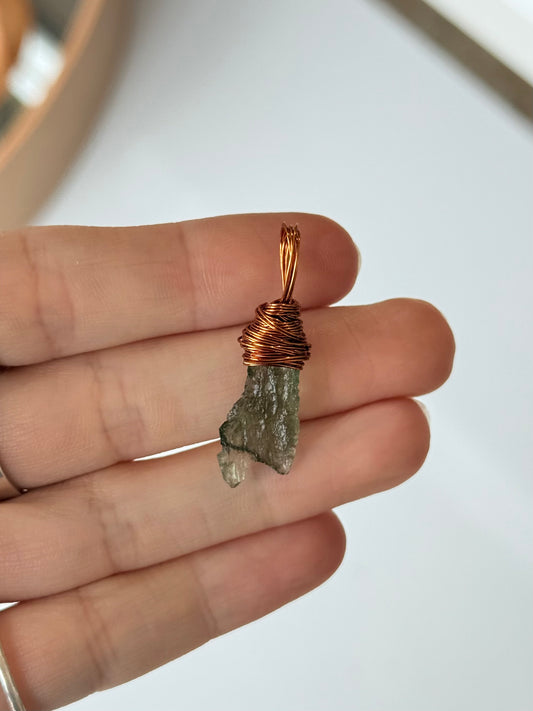 Moldavite Pendant ( Copper Wire )