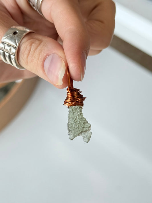 Moldavite Pendant ( Copper Wire )