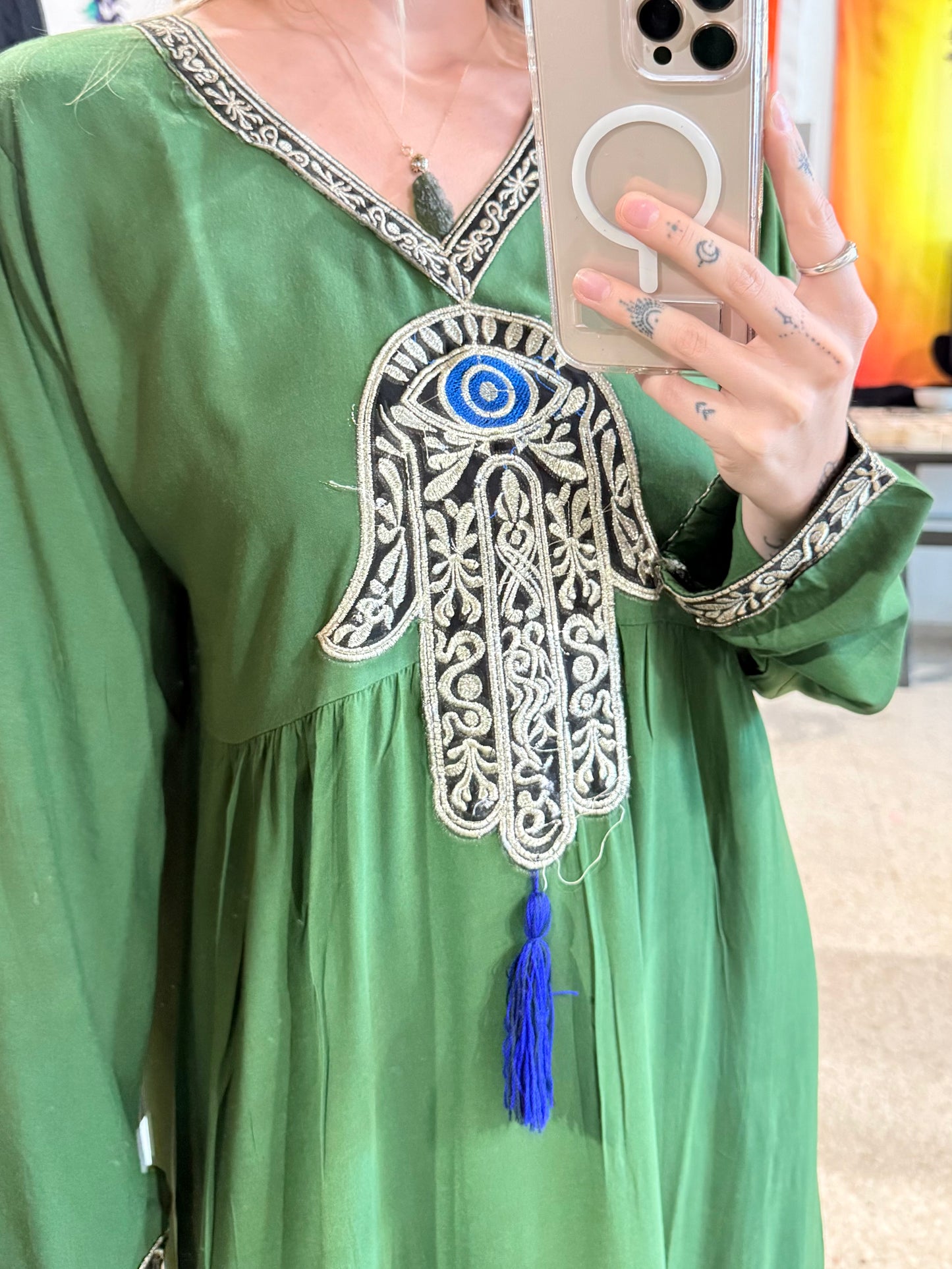 100% Cotton Dress ( Green )