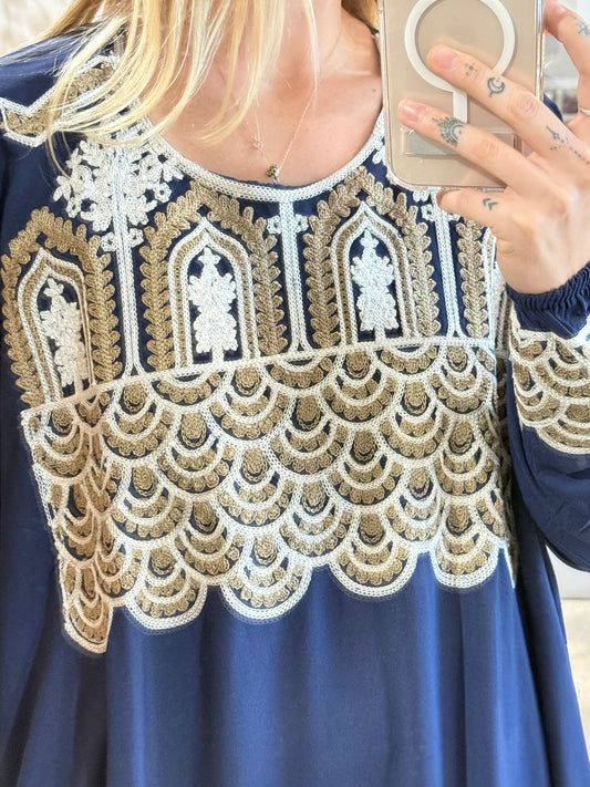 100% Cotton Dress ( Dark Blue )