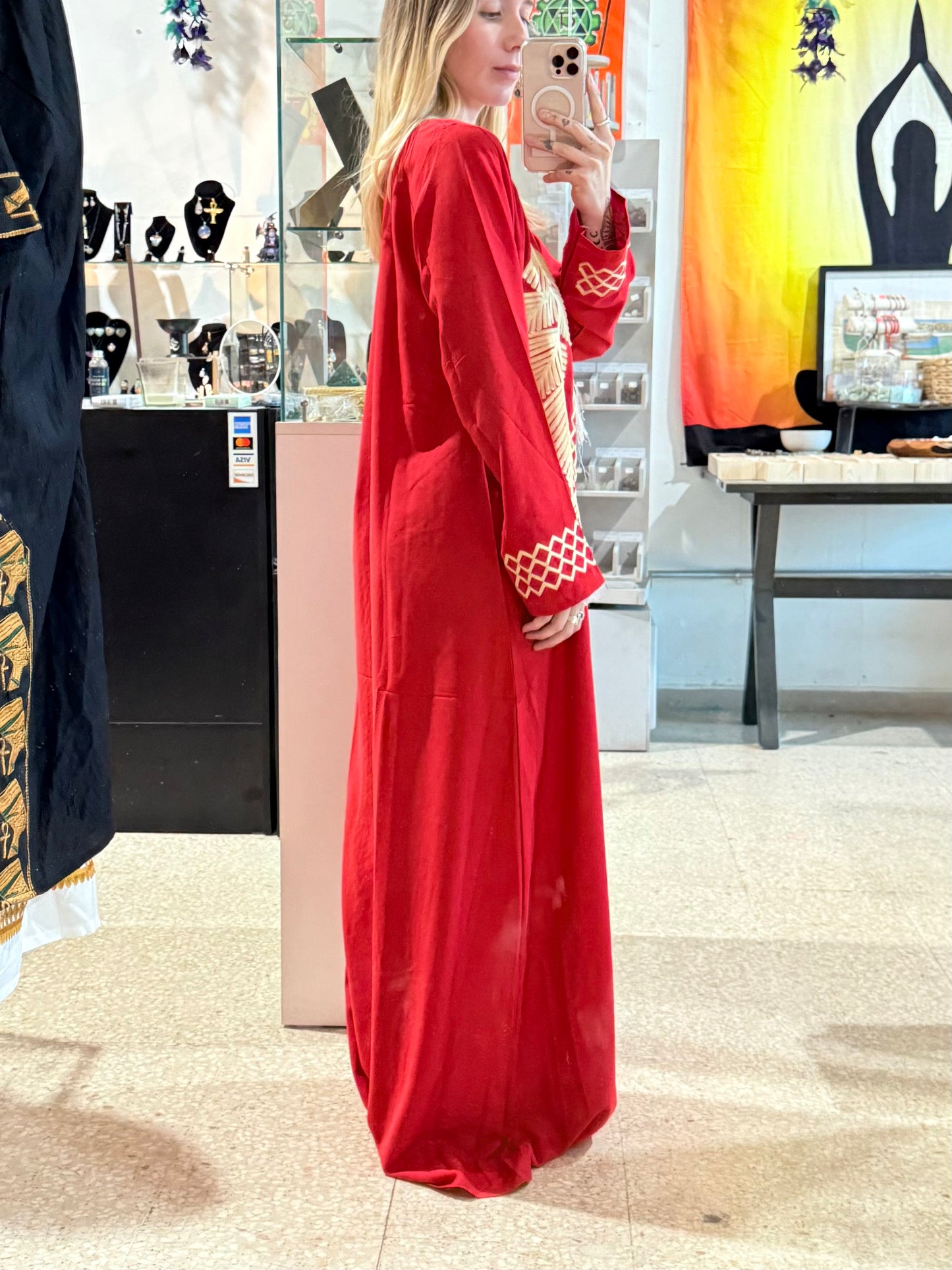 100% Cotton Dress ( Red )