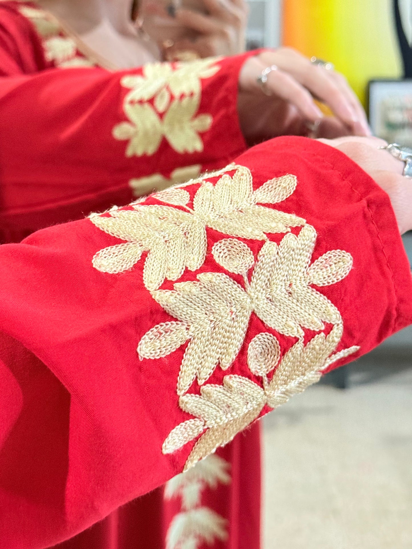 100% Cotton Dress ( Red )