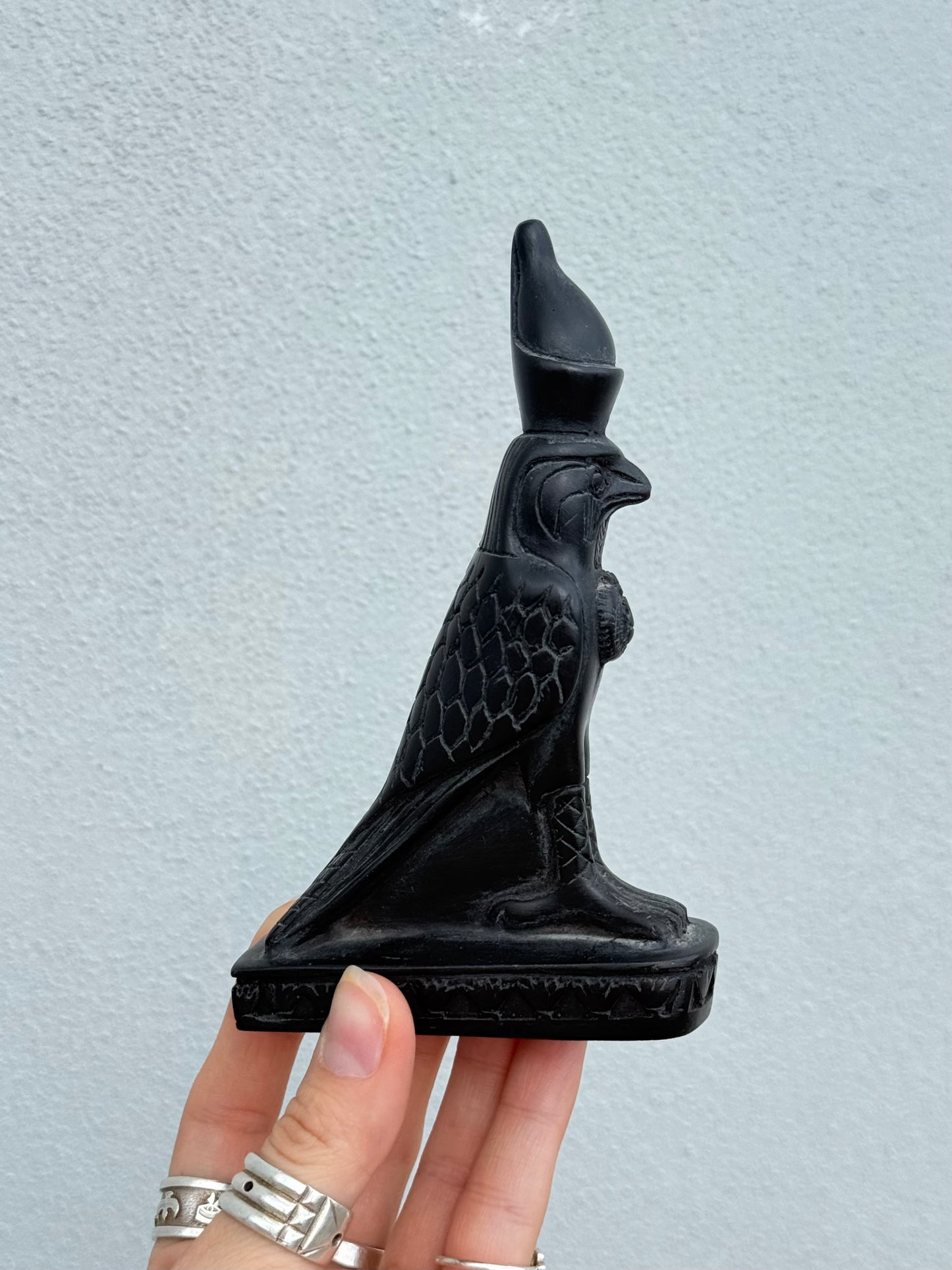 Horus Statue – Gypsum with Basalt, Handcrafted in Egypt