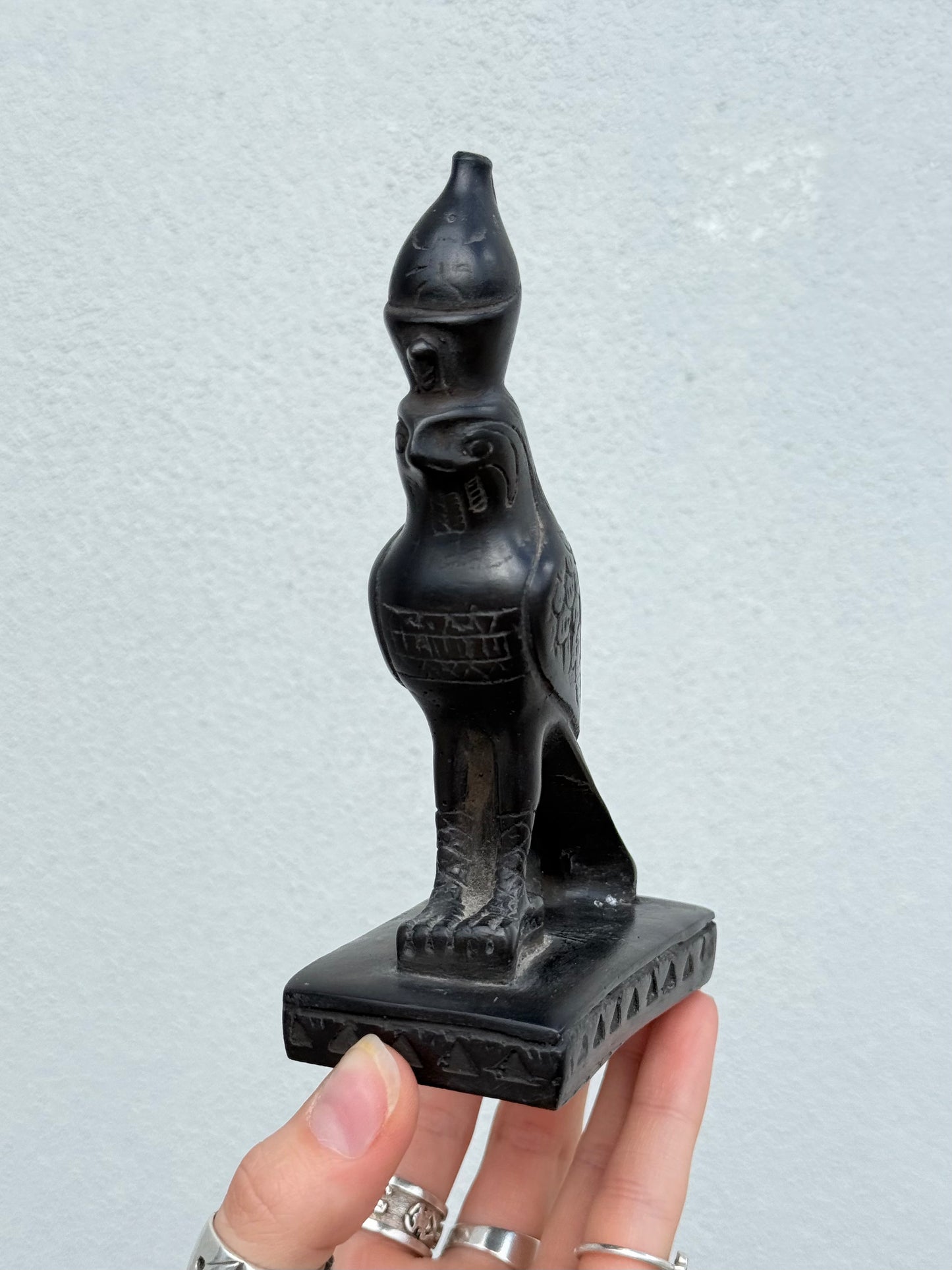Horus Statue – Gypsum with Basalt, Handcrafted in Egypt