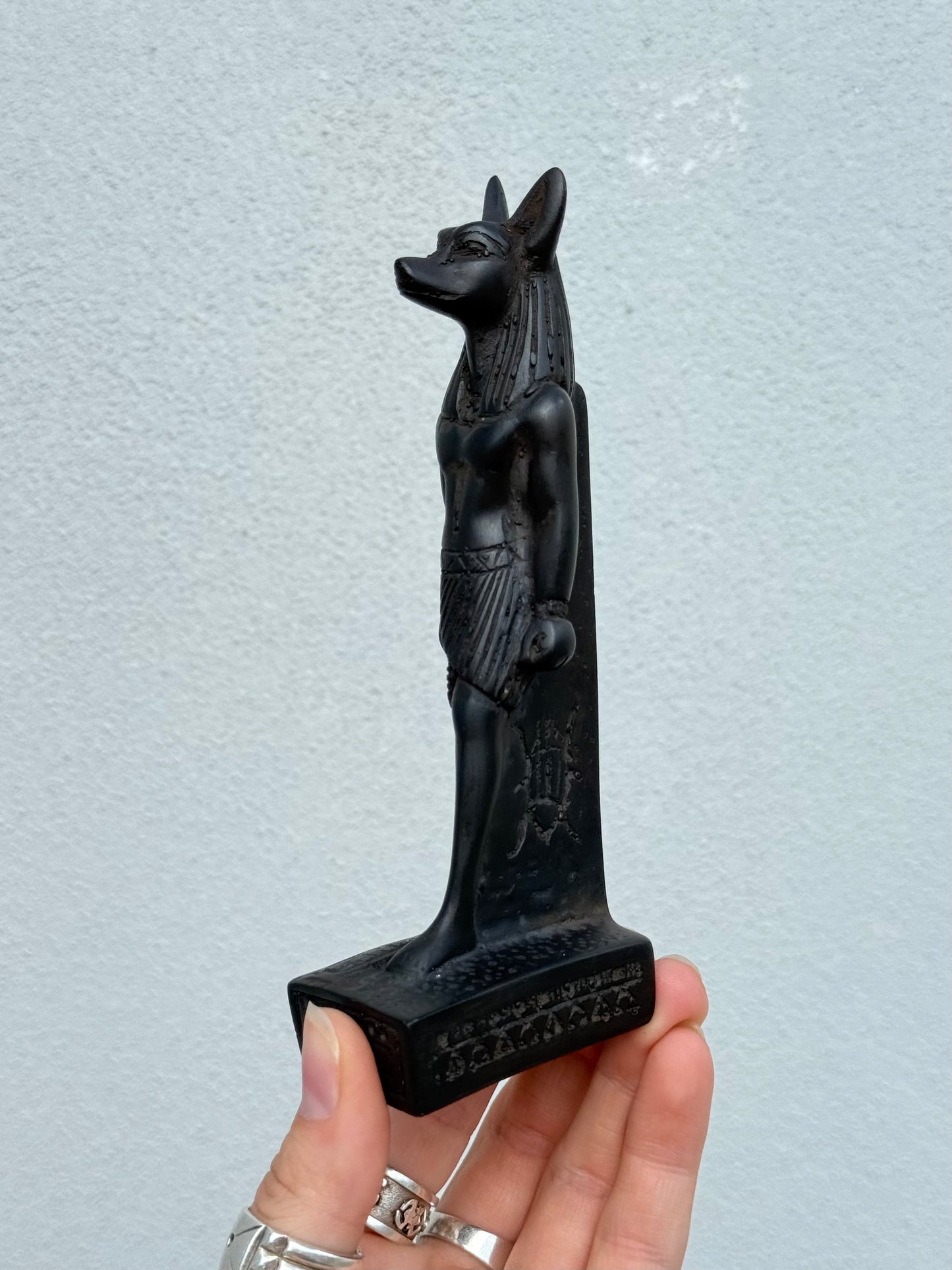 Anubis Statue – Gypsum with Basalt, Handcrafted in Egypt