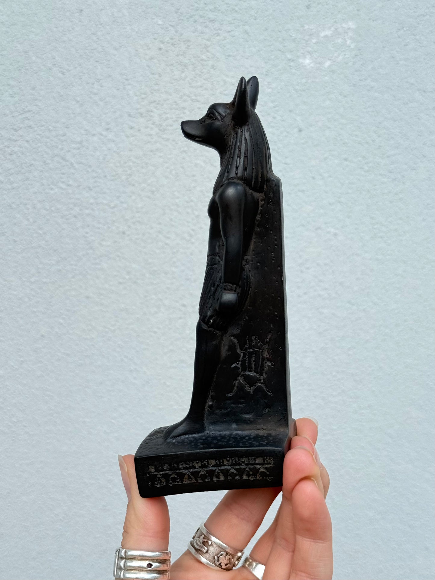 Anubis Statue – Gypsum with Basalt, Handcrafted in Egypt