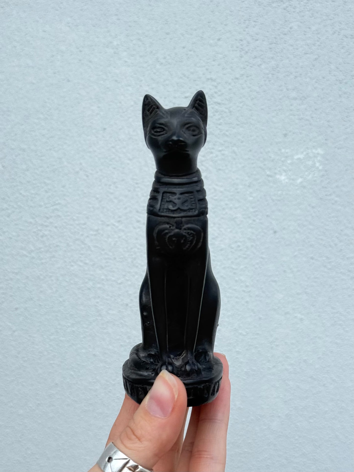 Bastet Statue – Gypsum with Basalt, Handcrafted in Egypt
