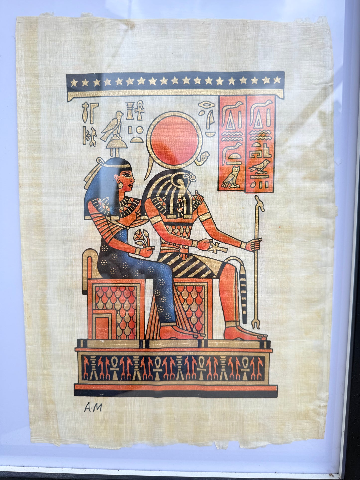 Egyptian Papyrus – Ra and the Goddess Hathor
