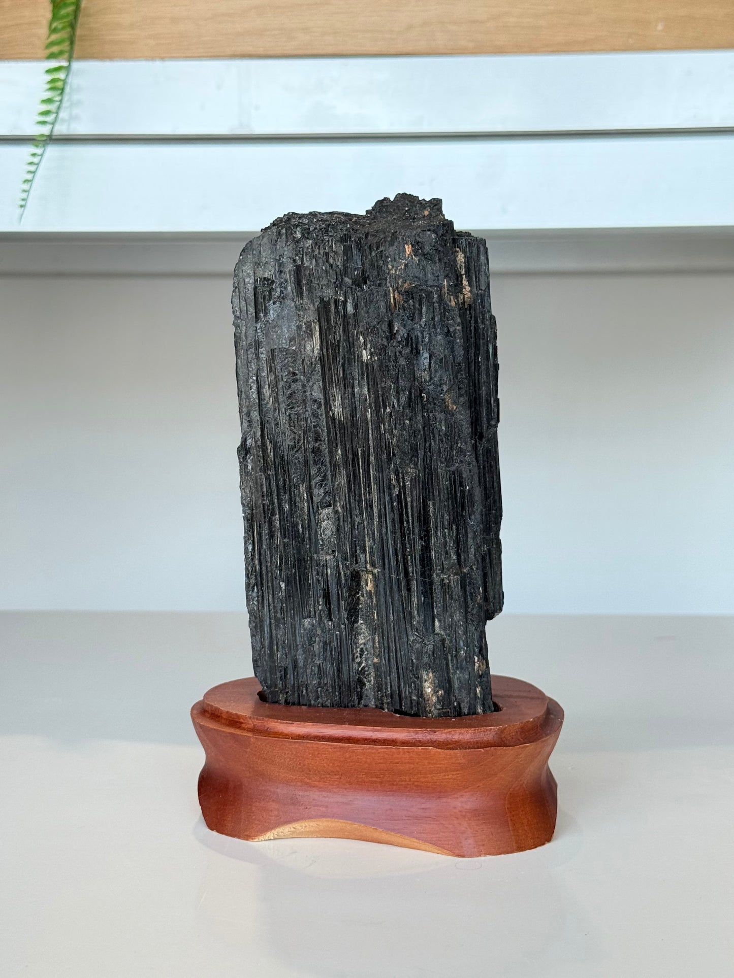 Black Tourmaline with wooden stand