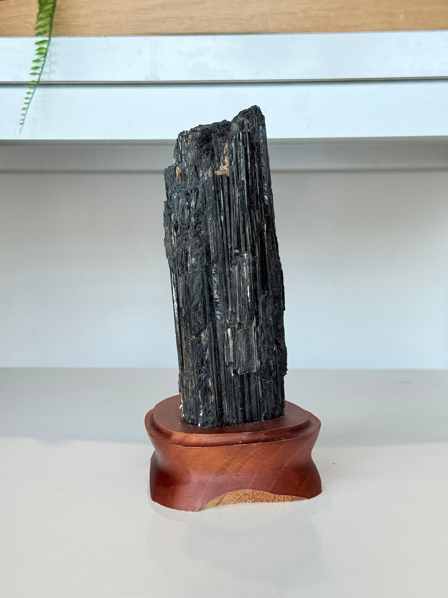 Black Tourmaline with wooden stand