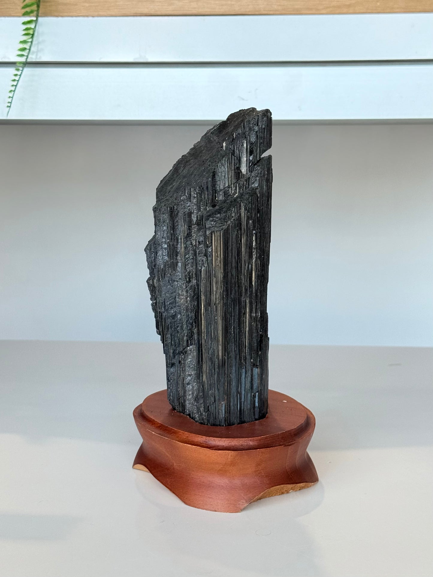 Black Tourmaline with wooden stand