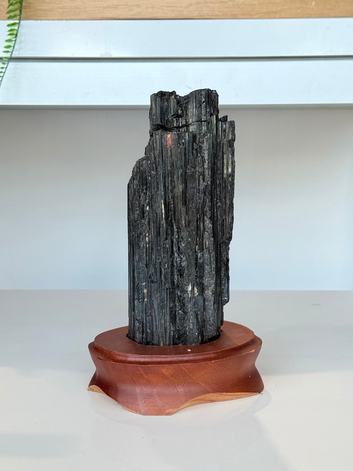 Black Tourmaline with wooden stand