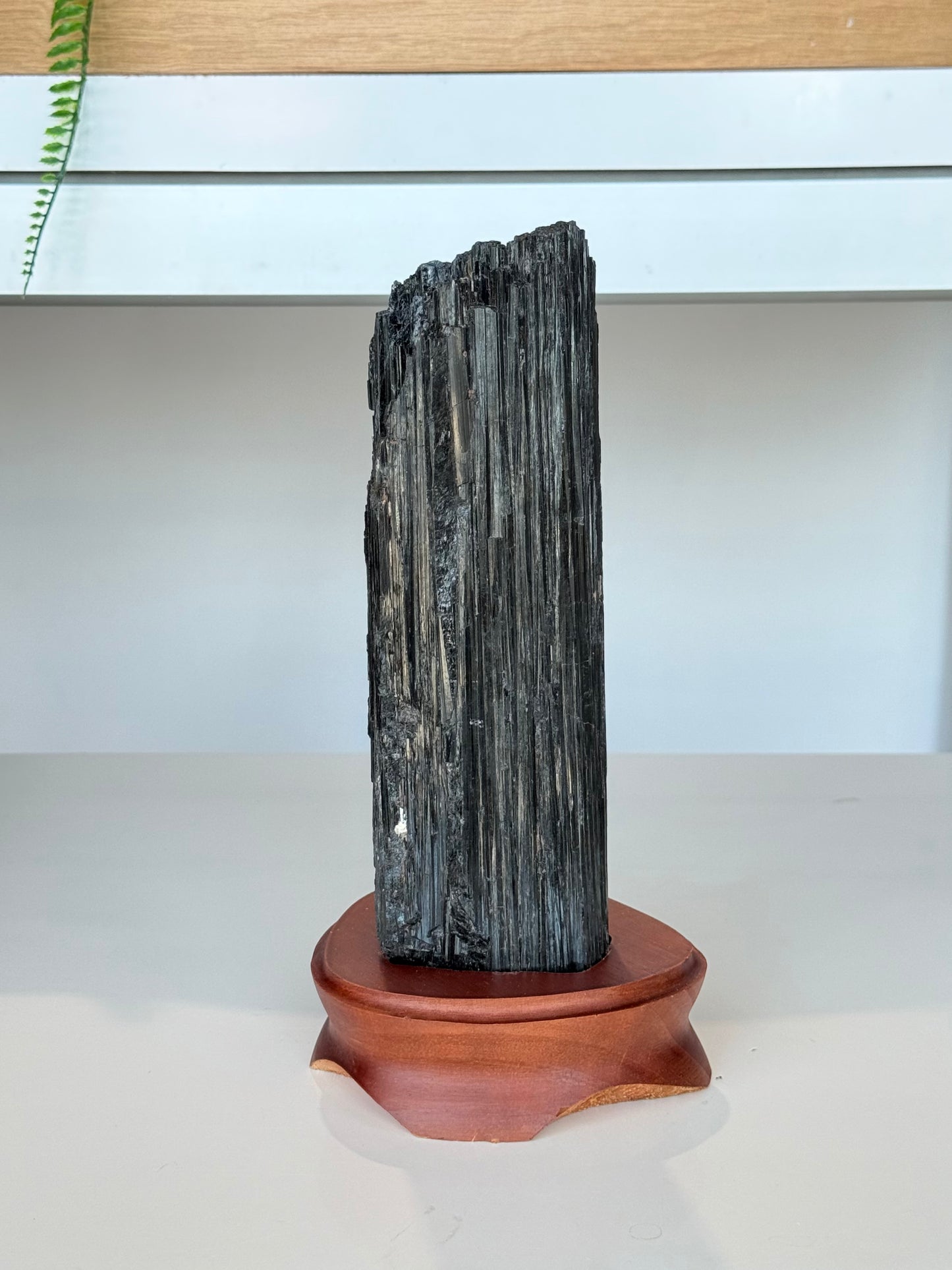 Black Tourmaline with wooden stand