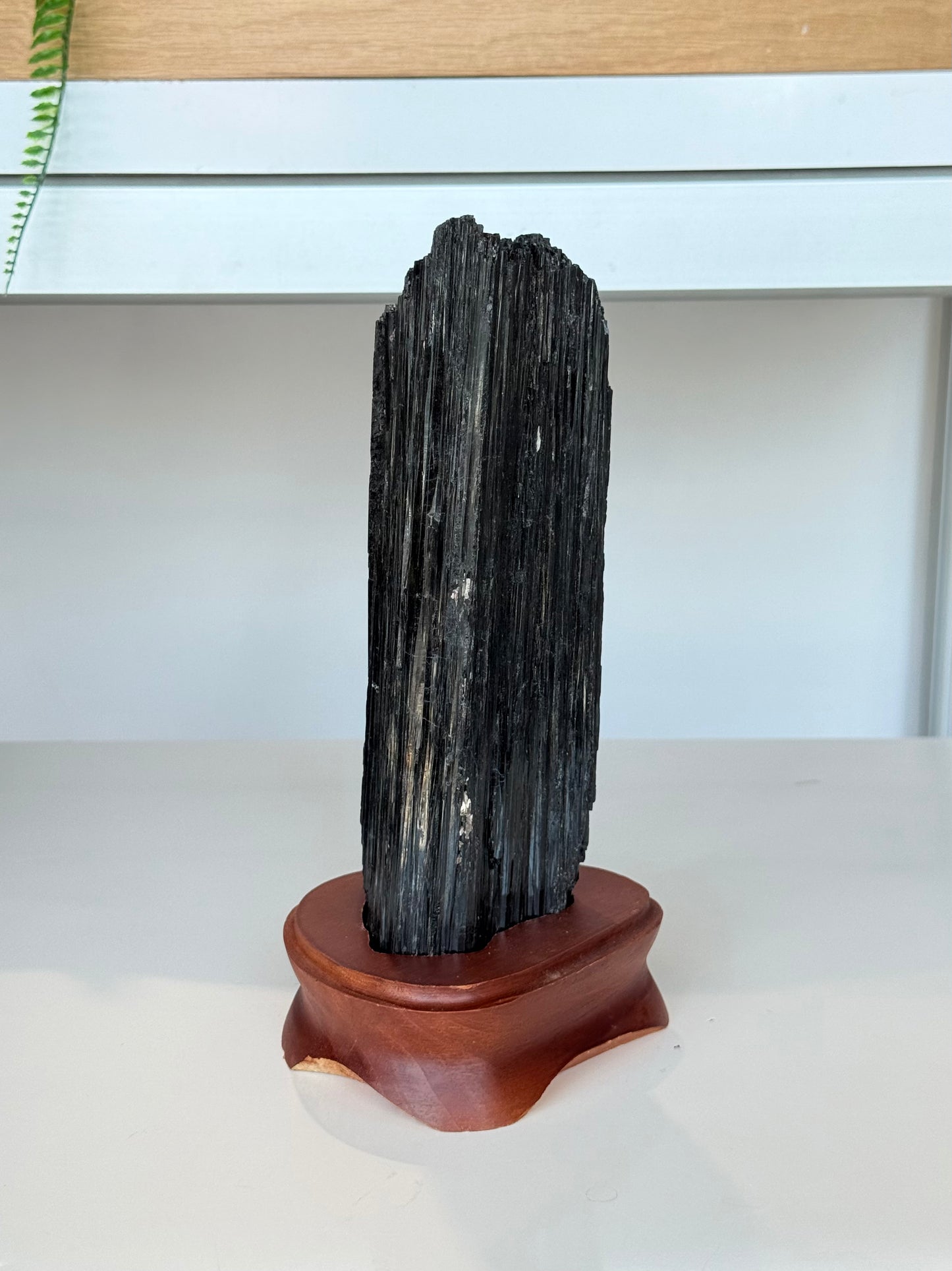 Black Tourmaline with wooden stand