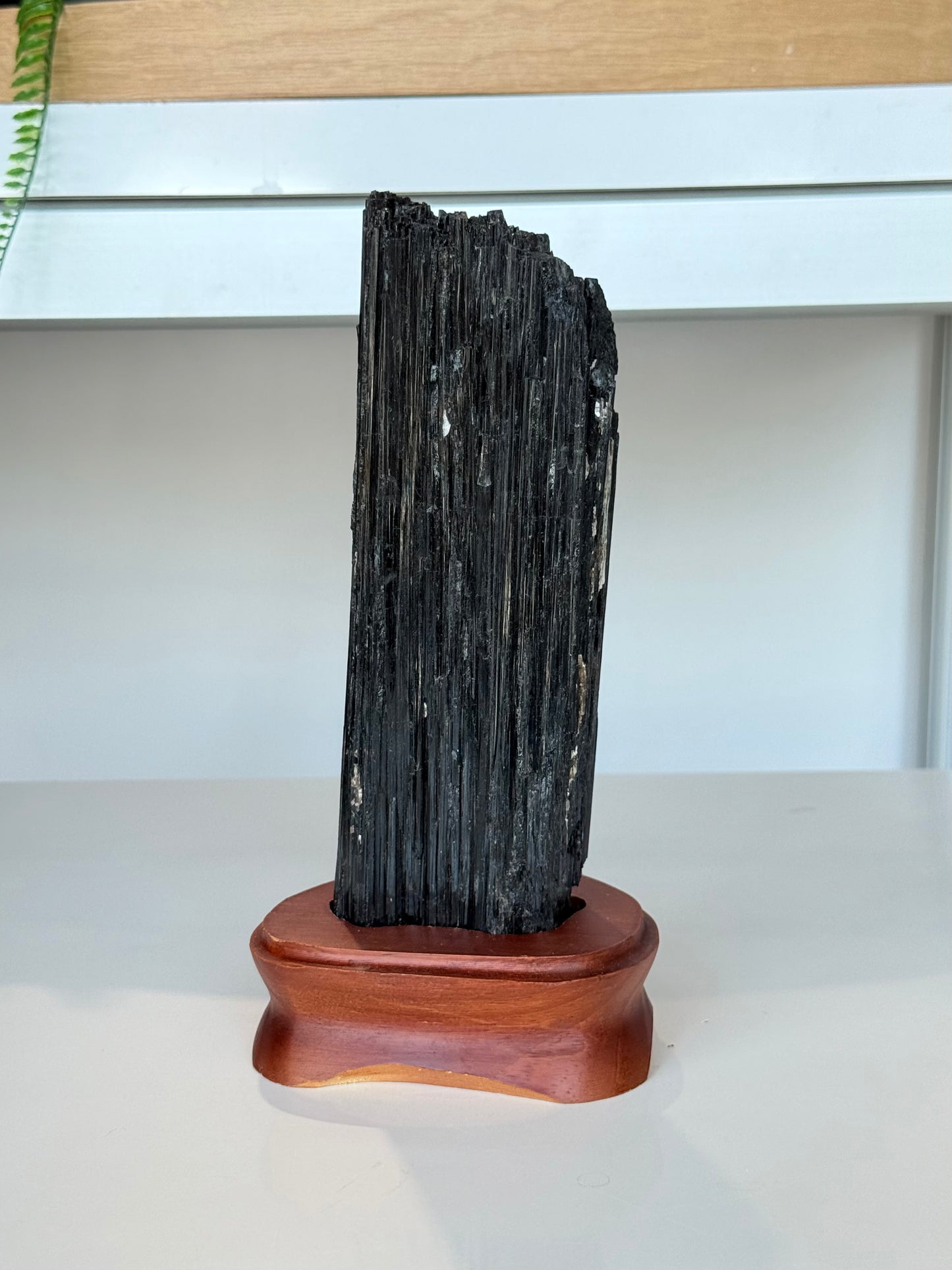 Black Tourmaline with wooden stand