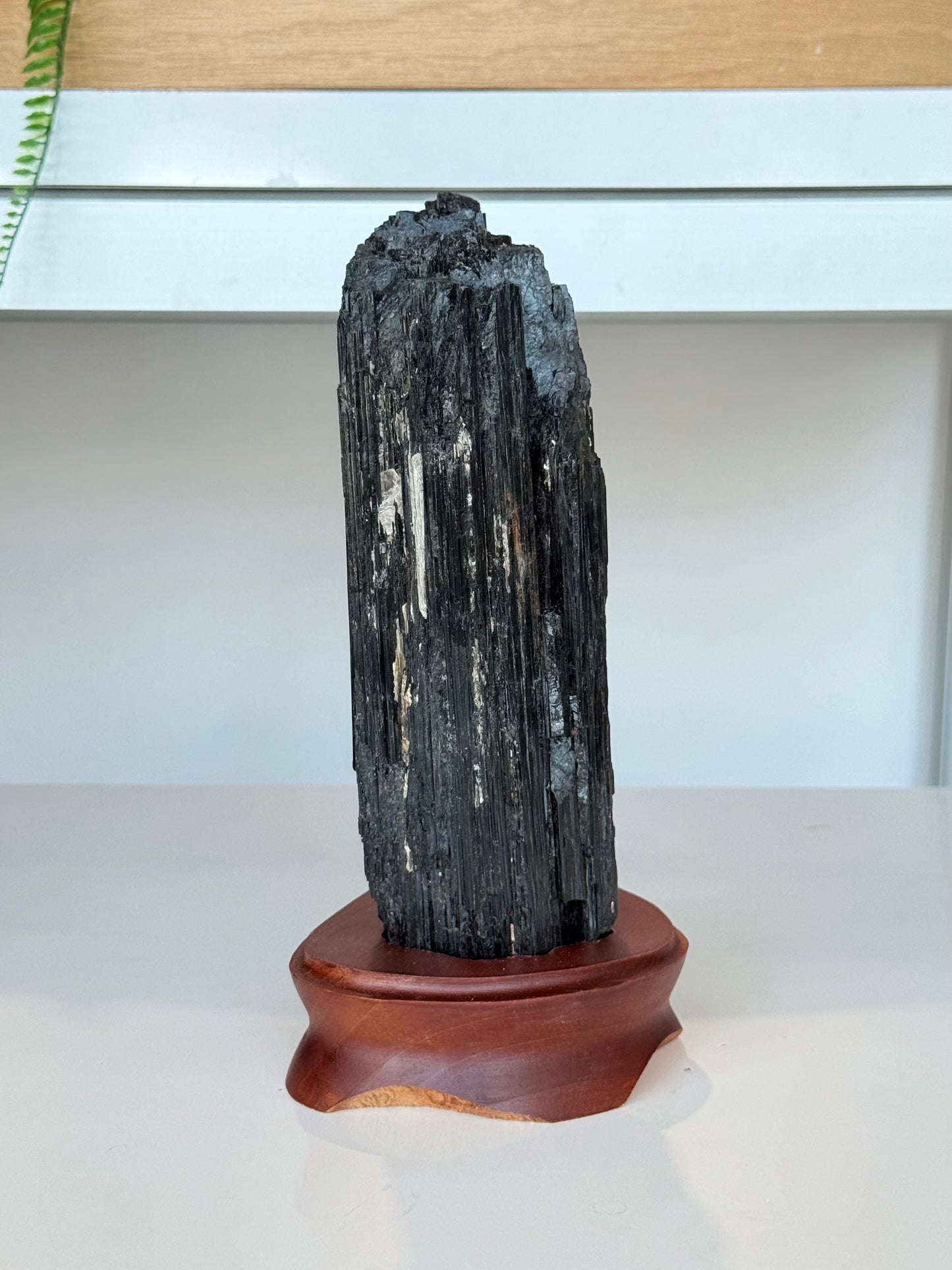 Black Tourmaline with wooden stand