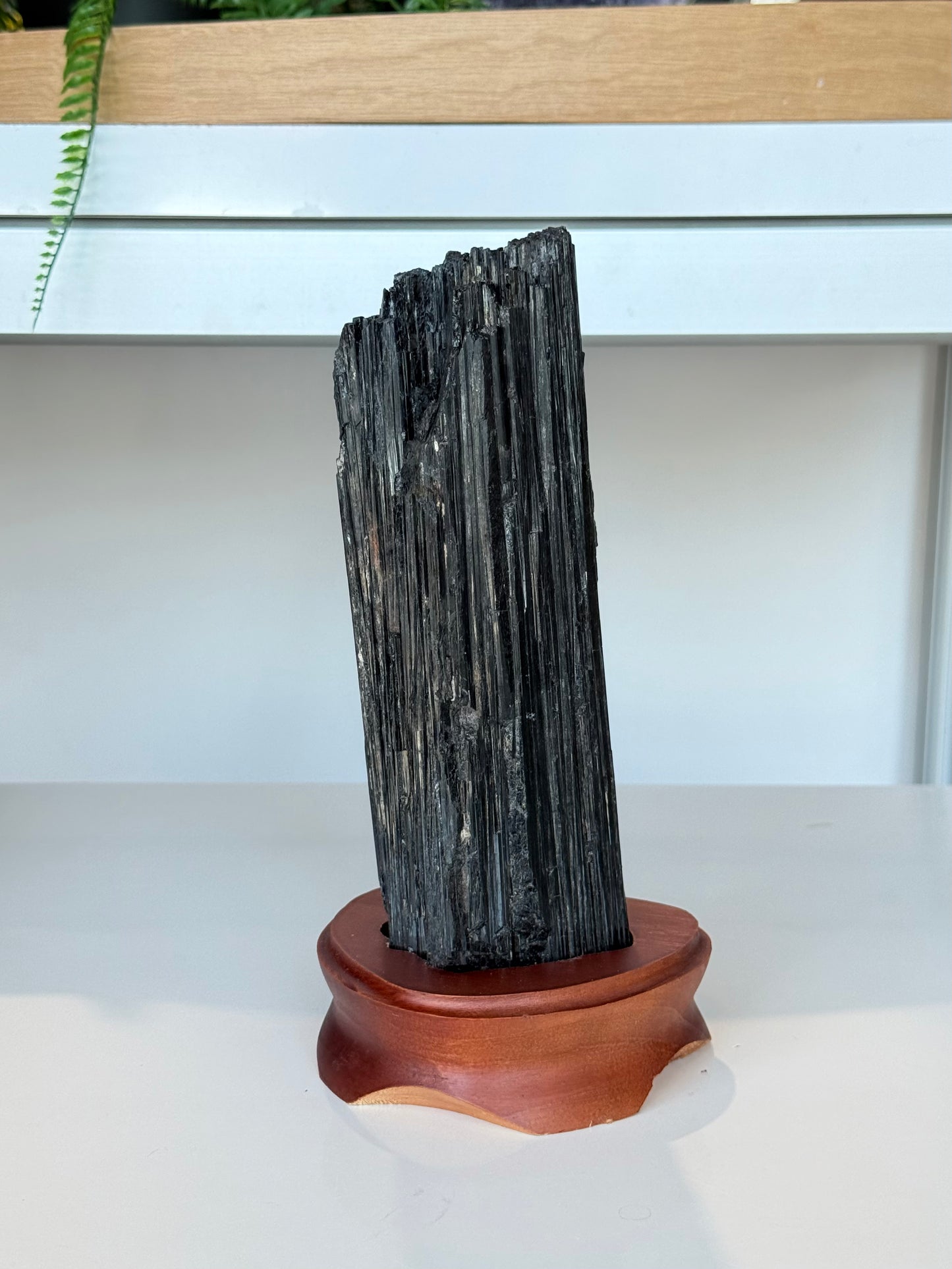 Black Tourmaline with wooden stand