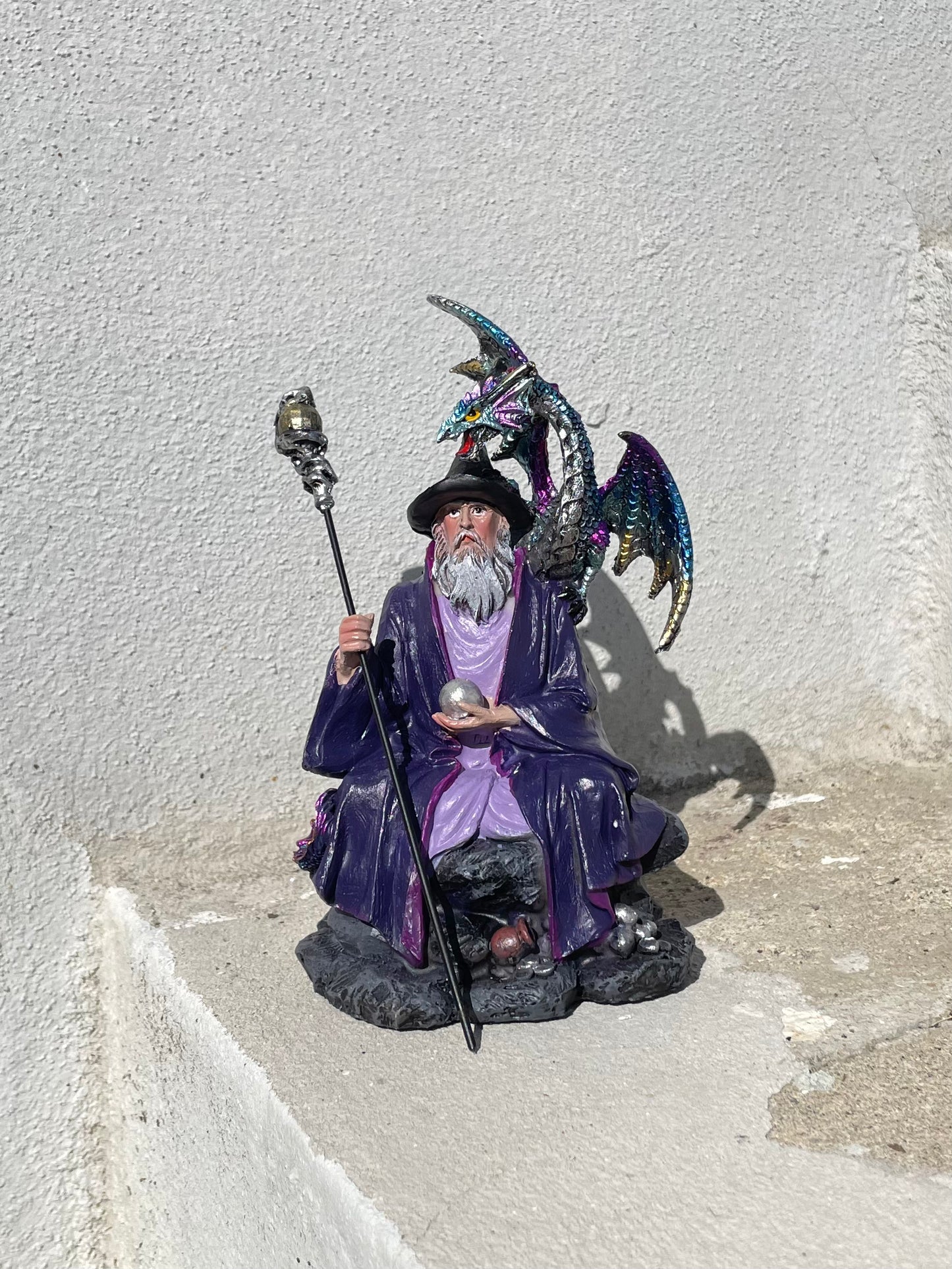 Merlin and Dragon Statue