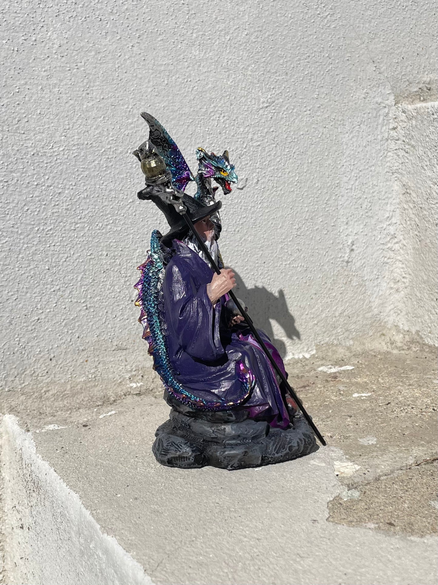 Merlin and Dragon Statue