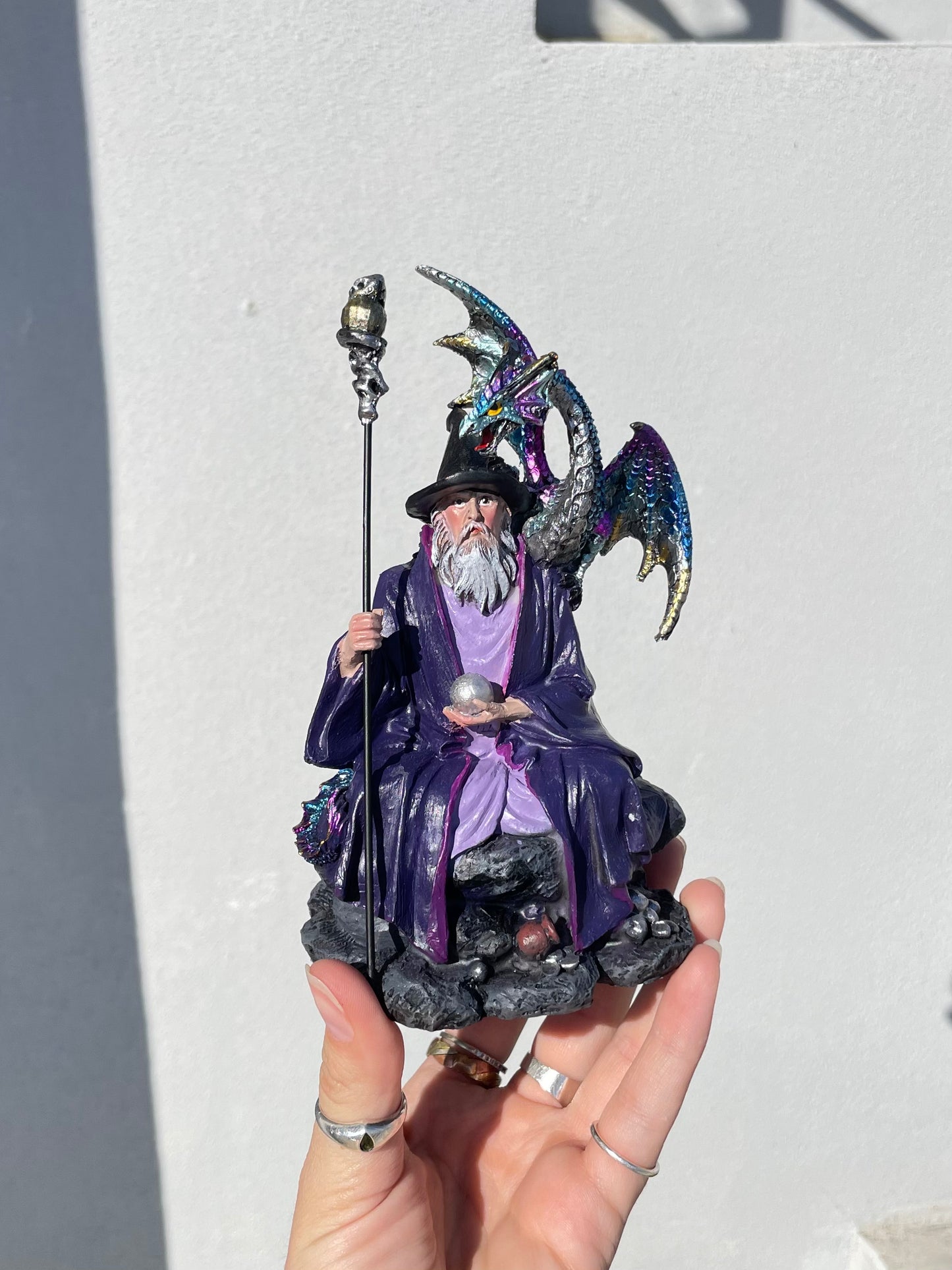 Merlin and Dragon Statue