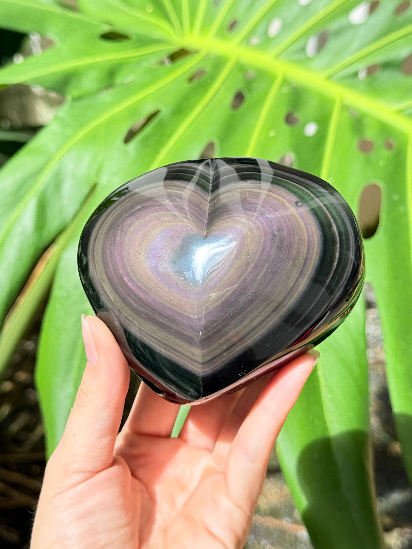 Rainbow Obsidian Heart