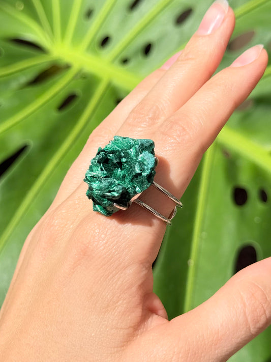 Raw Malachite ( Adjustable Ring )