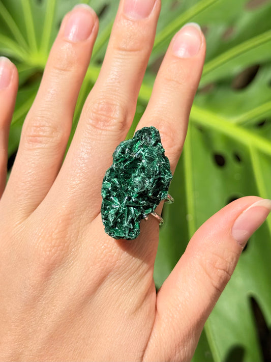 Raw Malachite ( Adjustable Ring )
