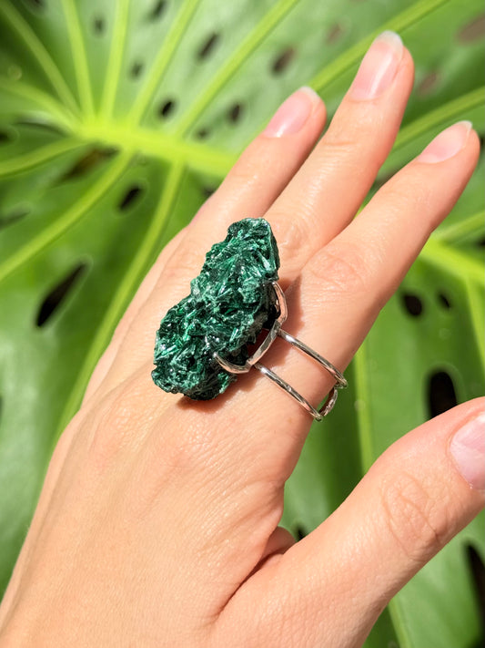 Raw Malachite ( Adjustable Ring )