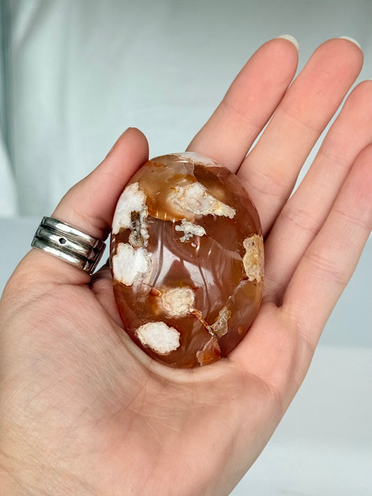 Flower Agate Palm Stone