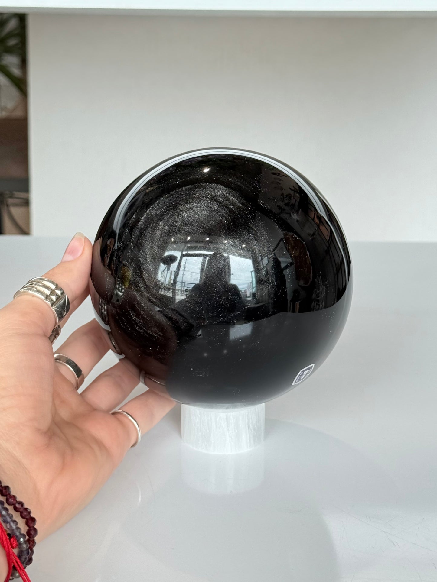 Silver sheen Obsidian Sphere