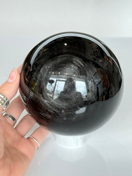Silver sheen Obsidian Sphere