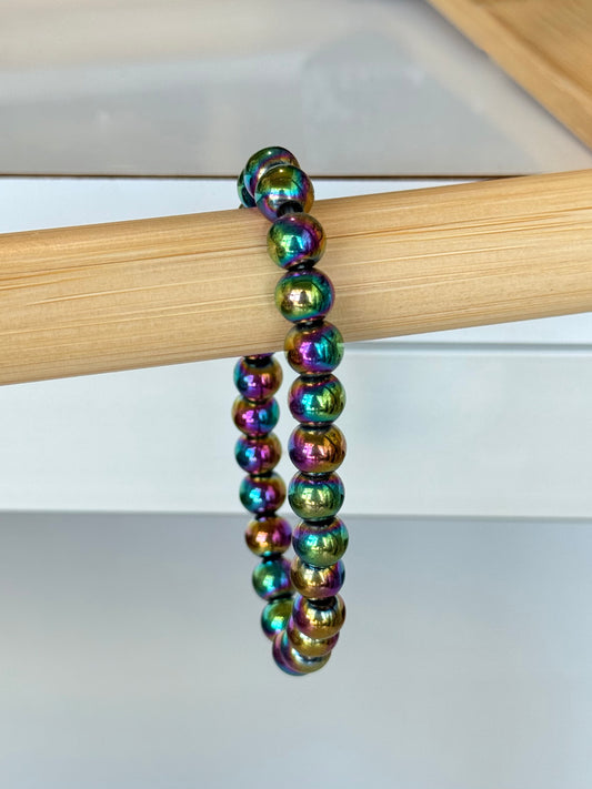 Hematite with Titanium Alloy 8mm Bracelet