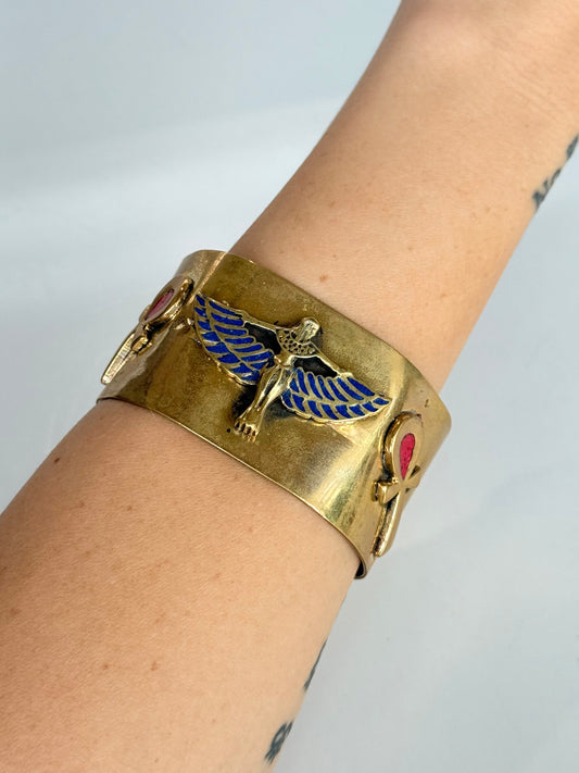 Isis/ Ankh Stone Cuff ( Brass )