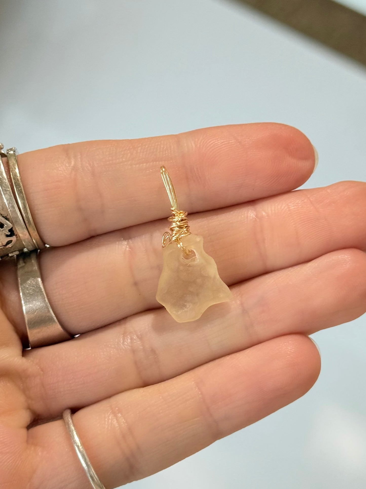 Lybian Desert Glass ( Silver platted Gold Wire )