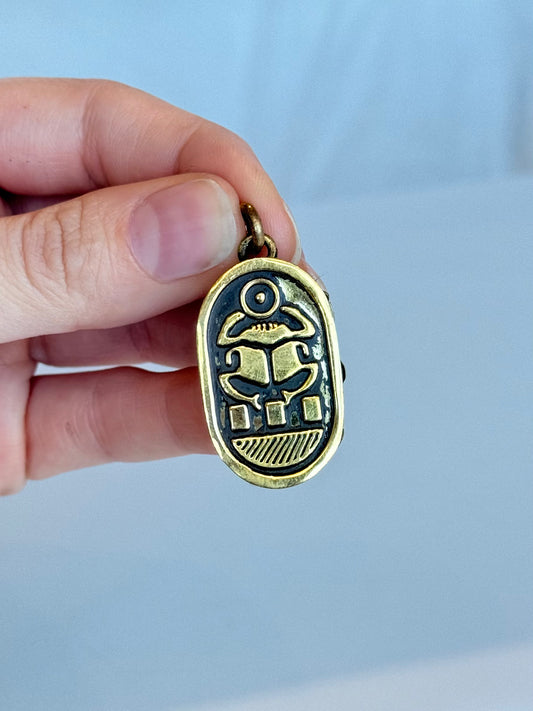 Scarab Pendant ( Brass ) Blue